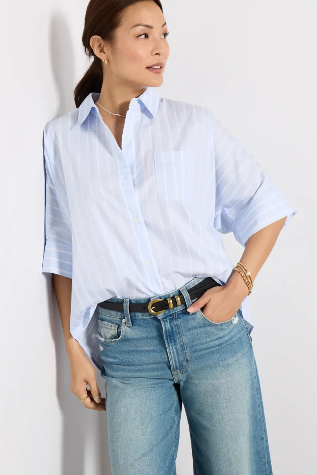 Tops & Tees<CITIZENS OF HUMANITY Claire Origami Shirt Rhodesstripe