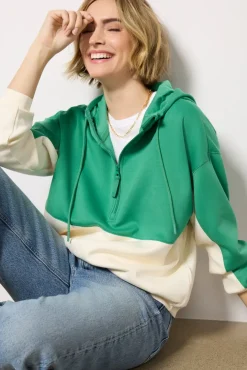 Sweatshirts<Z SUPPLY Colorblock Half Zip Green/Cream