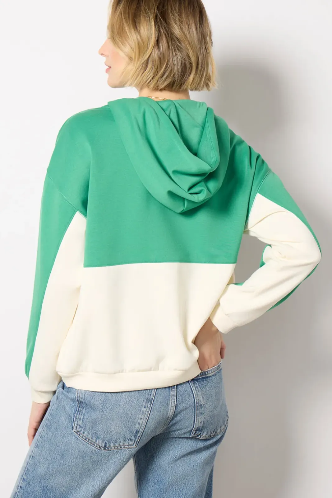 Sweatshirts<Z SUPPLY Colorblock Half Zip Green/Cream