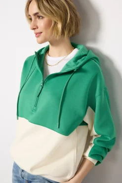 Sweatshirts<Z SUPPLY Colorblock Half Zip Green/Cream