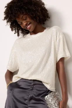 Tops & Tees<EVEREVE Cora Sequin Tee Ivory