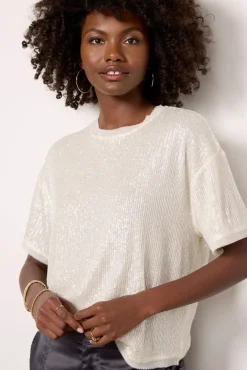 Tops & Tees<EVEREVE Cora Sequin Tee Ivory