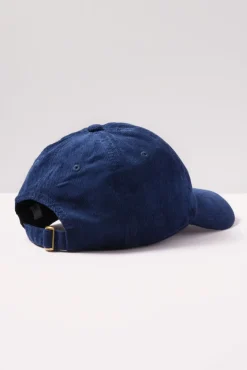 Hats<CLARE V. Corduroy Baseball Hat Navy/Poppy
