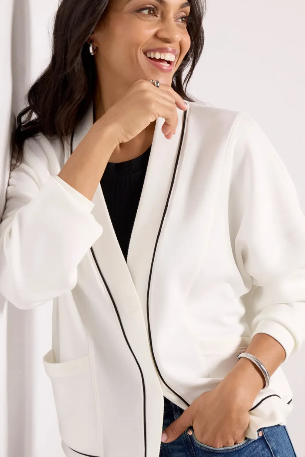 Sweatshirts<EVEREVE Corinne Sleek Button Down Sweatshirt Offwhite