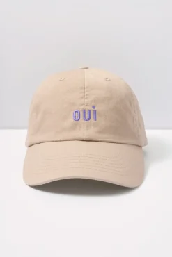 Hats<CLARE V. Cotton Baseball Hat Khaki/Royal