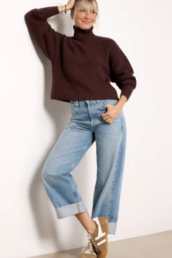 Sweaters<GOOD AMERICAN Cozy Rib Turtleneck Bark