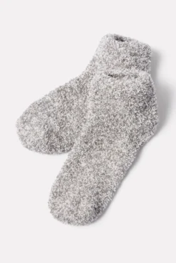 Socks<BAREFOOT DREAMS CozyChic Heathered Tennis Socks Moonbeam/White
