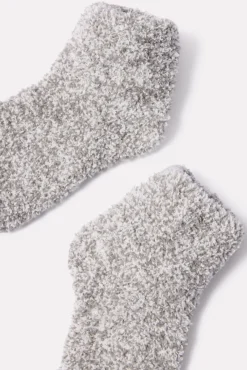 Socks<BAREFOOT DREAMS CozyChic Heathered Tennis Socks Moonbeam/White