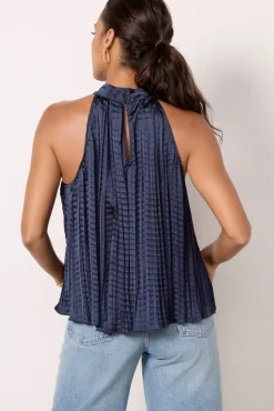 Tops & Tees<CLOTH AND STONE Crinkle Halter Tank Navyblazer