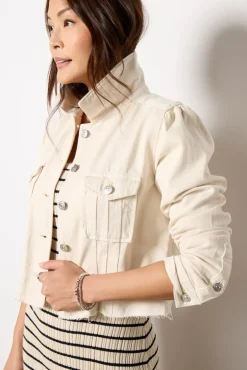 Blazers & Jackets<PAIGE Cropped Pacey Denim Jacket Quartzsand
