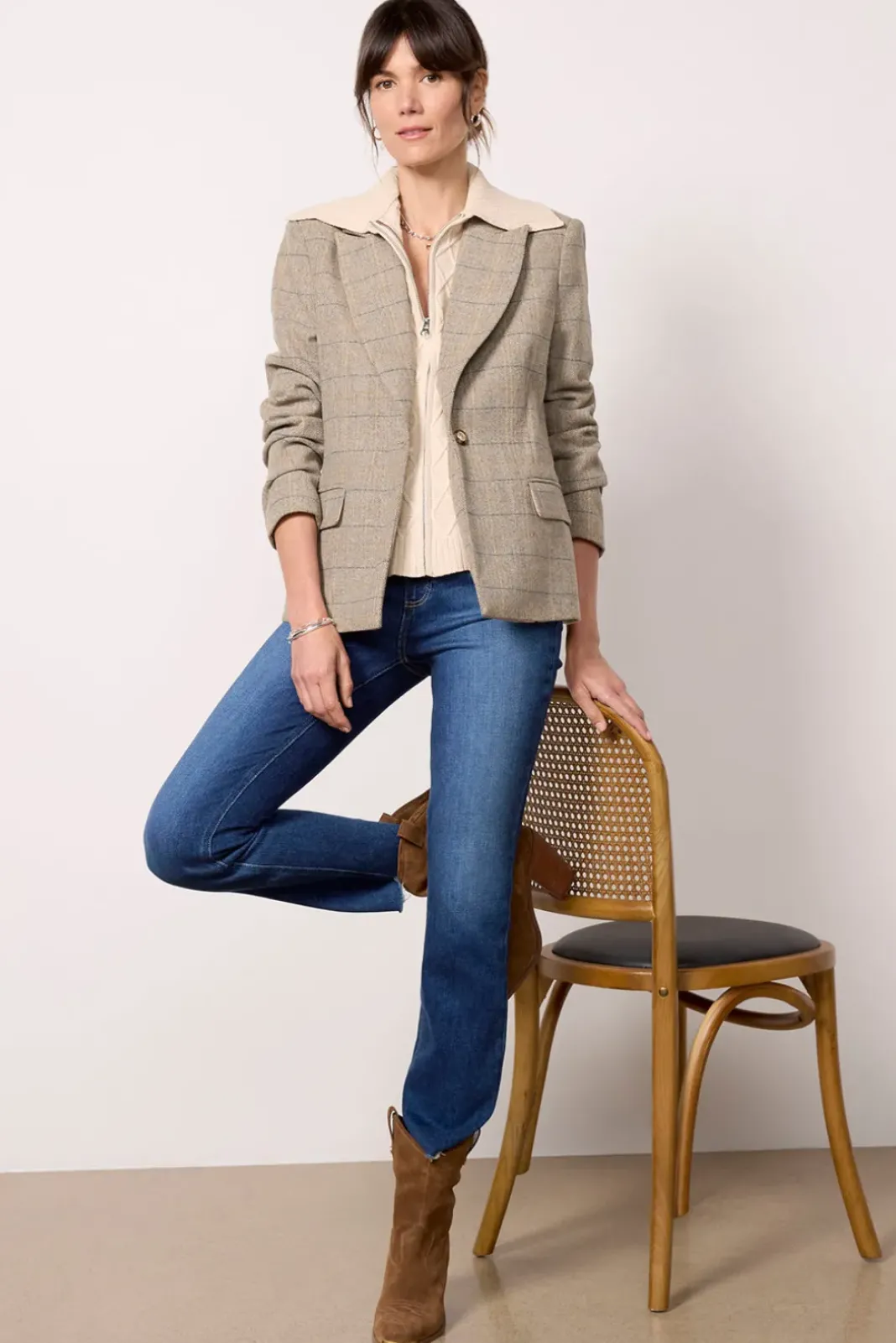Blazers & Jackets<EVEREVE Dawson Plaid Blazer Winterwhite