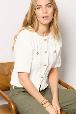 Sweaters<DESIGN HISTORY Delaney Ladylike Cardigan White