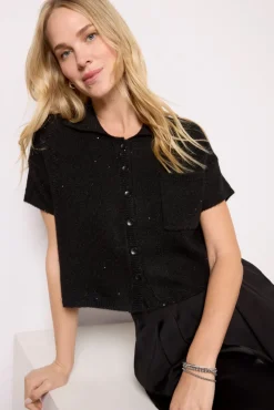 Sweaters<LNA Delfina Sparkle Sweater Black