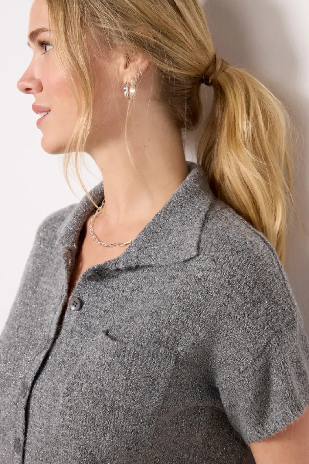 Sweaters<LNA Delfina Sparkle Sweater Grey