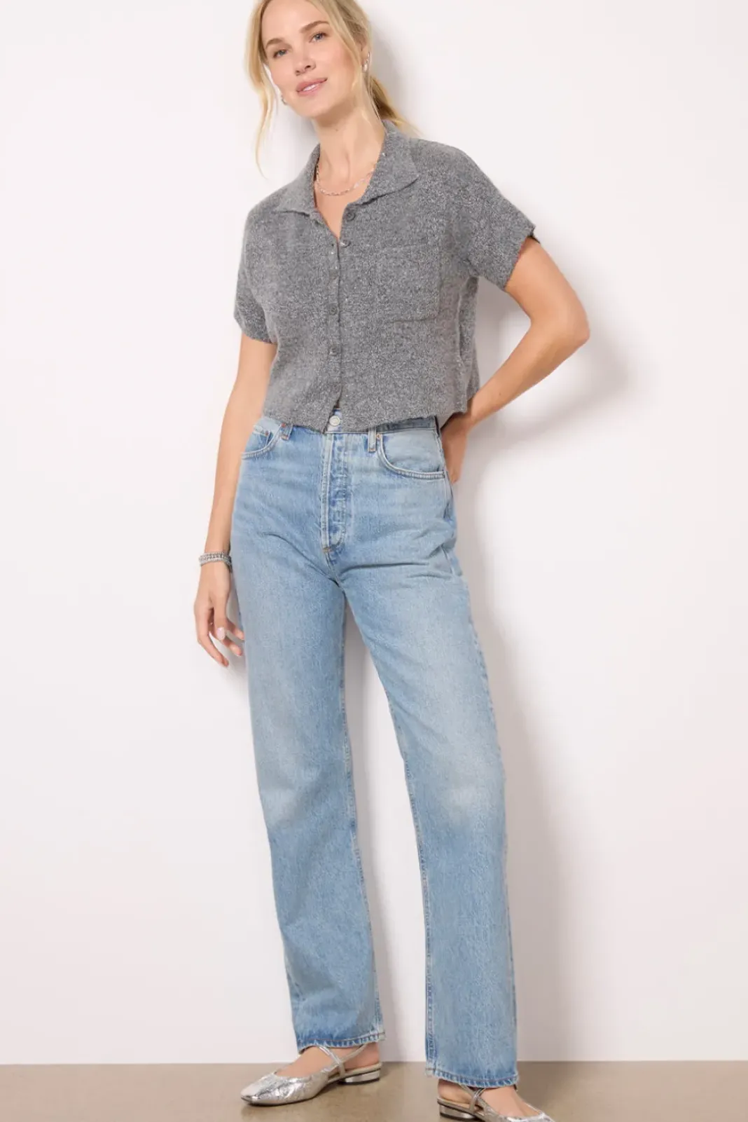 Sweaters<LNA Delfina Sparkle Sweater Grey