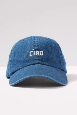 Hats<CLARE V. Denim Baseball Hat Navydenim/Cream