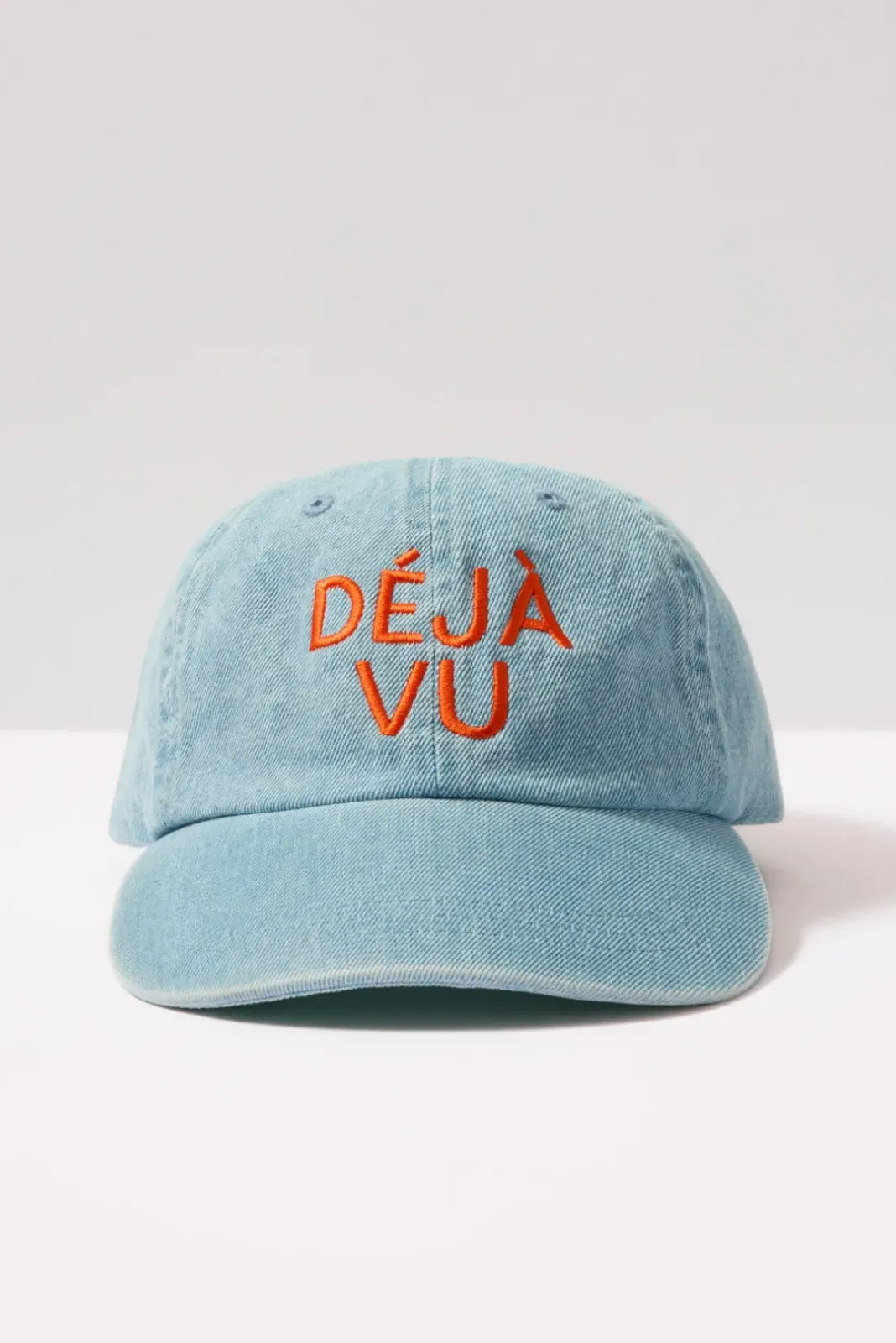 Hats<CLARE V. Denim Baseball Hat Blue/Poppy