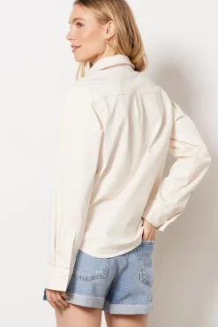 Tops & Tees<GOOD AMERICAN Denim Fitted Shirt Cloudwhite
