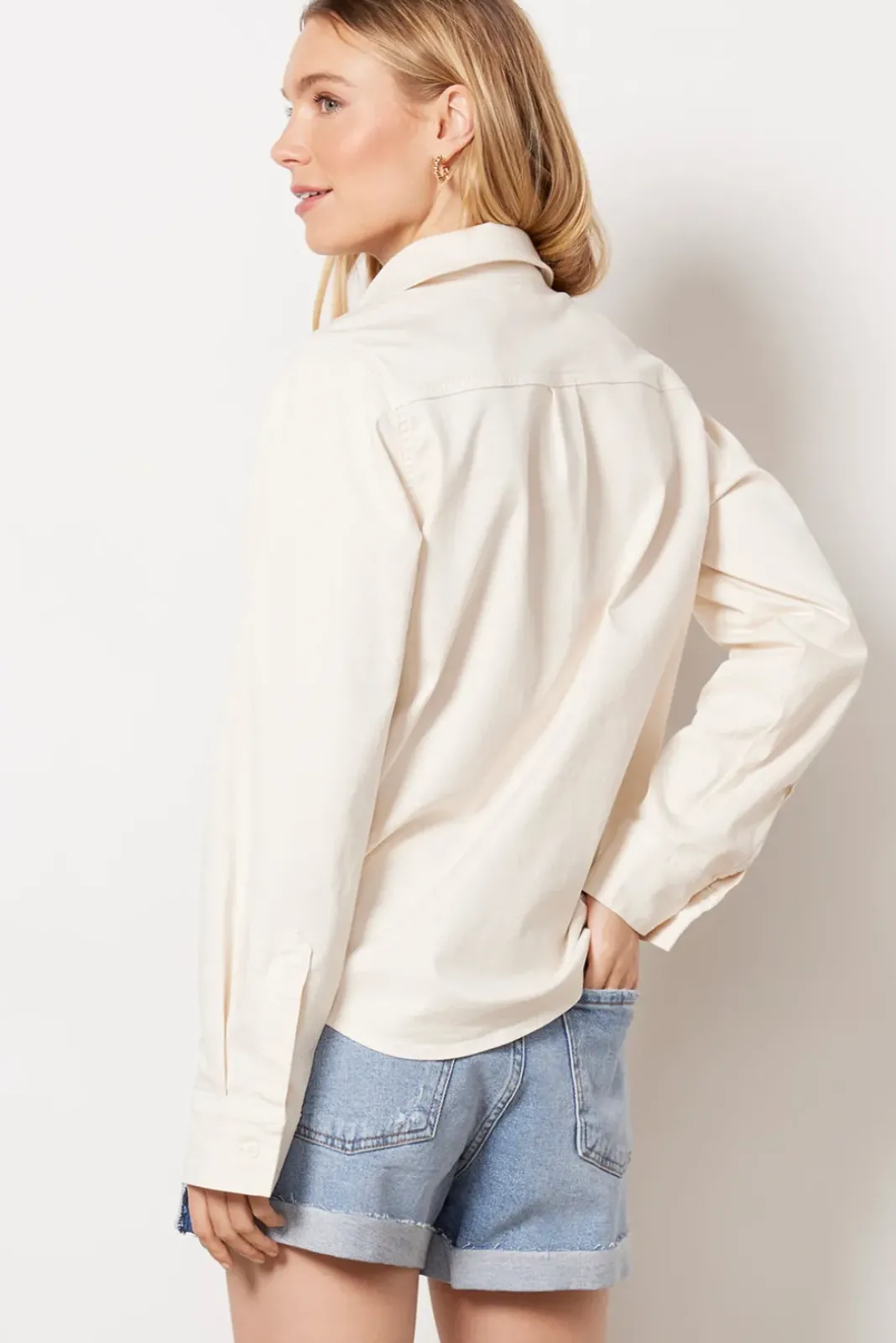 Tops & Tees<GOOD AMERICAN Denim Fitted Shirt Cloudwhite