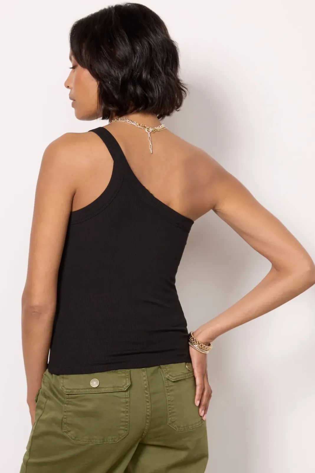 Tops & Tees<LNA Detra One Shoulder Rib Top Black
