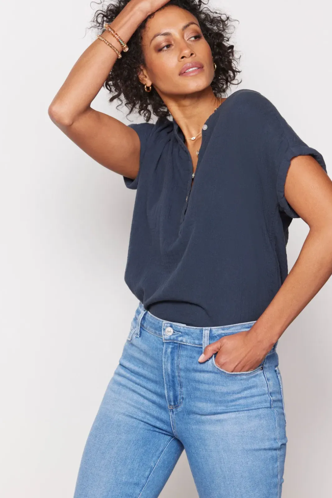 Tops & Tees<FAHERTY Dream Cotton Desmond Top Navy