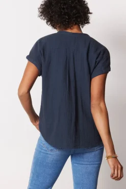 Tops & Tees<FAHERTY Dream Cotton Desmond Top Navy