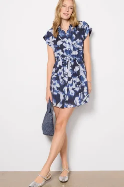 Dresses<CLOTH AND STONE Drop Shoulder Shirt Dress Midnightfloralprint