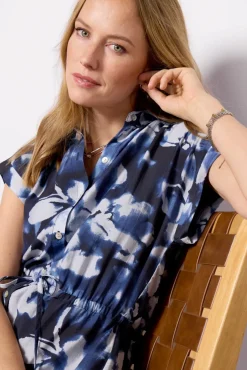 Dresses<CLOTH AND STONE Drop Shoulder Shirt Dress Midnightfloralprint