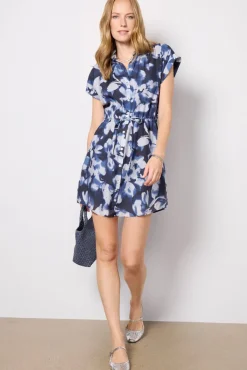 Dresses<CLOTH AND STONE Drop Shoulder Shirt Dress Midnightfloralprint