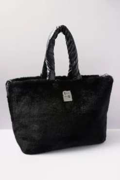 Bags<THINK ROYLN Duplex Reversible Fur Tote Pearlblackfur
