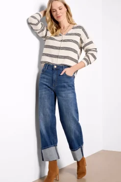 Sweaters<SANCTUARY Easy V Neck Sweater Oat/Blackstripe