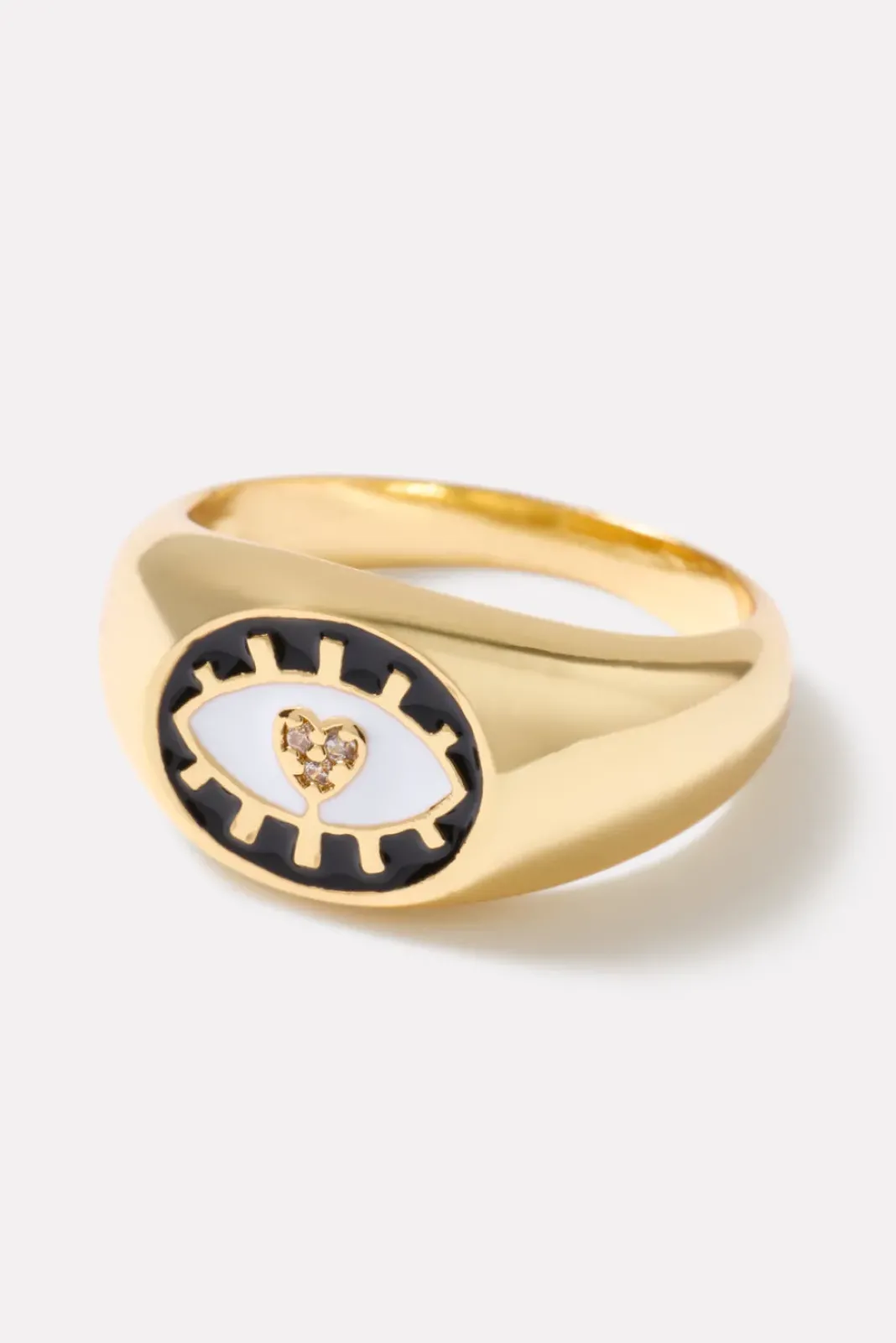 Jewelry<EVEREVE Elena Evil Eye Signet Ring Gold/Navy/White