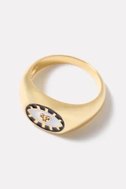 Jewelry<EVEREVE Elena Evil Eye Signet Ring Gold/Navy/White