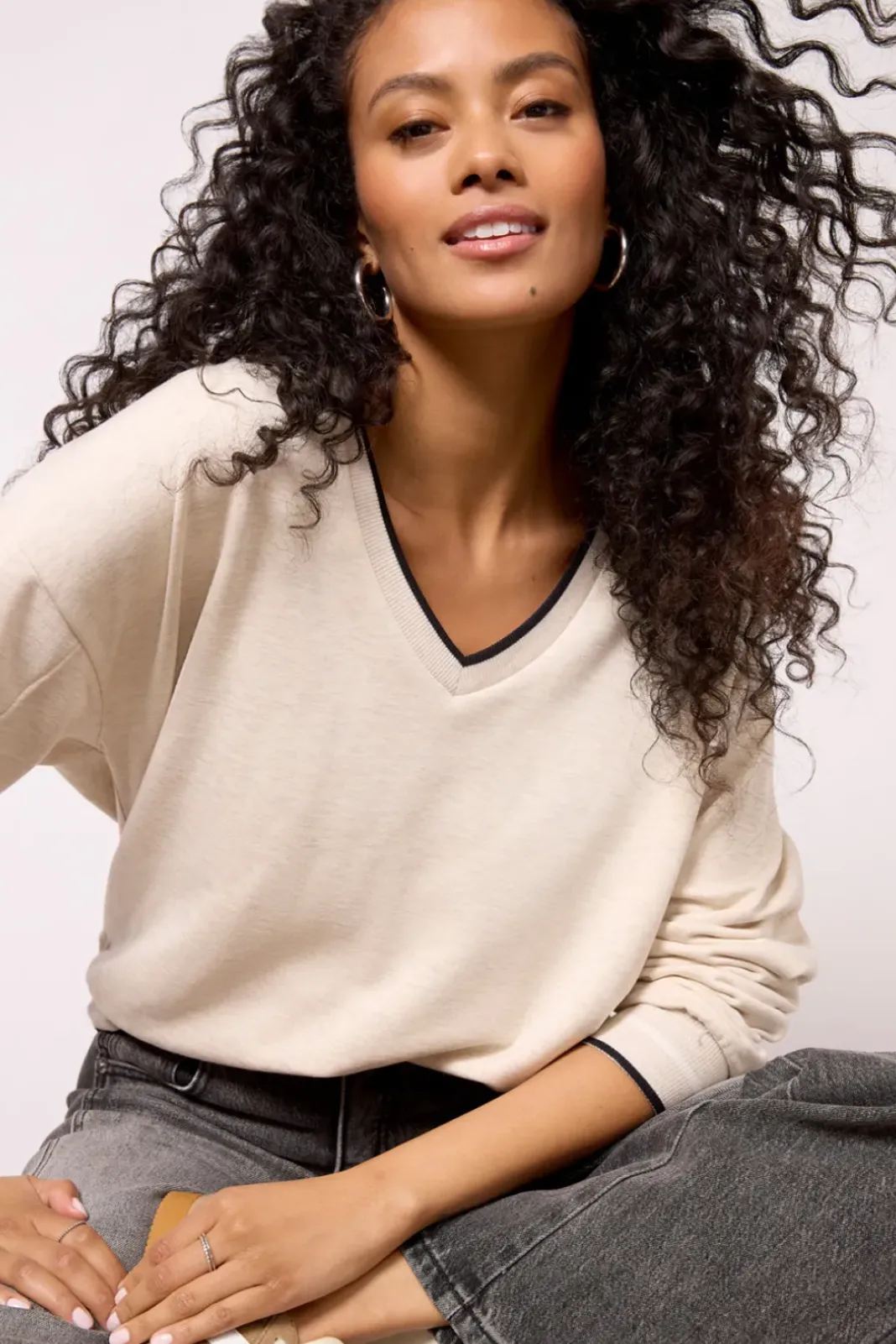 Sweatshirts<Z SUPPLY Elena V Neck Sweatshirt Oatmeal
