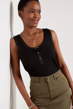 Tops & Tees<EVEREVE Eliza Henley Tank Black