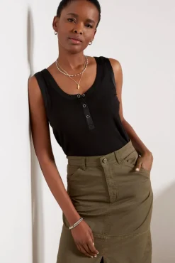 Tops & Tees<EVEREVE Eliza Henley Tank Black