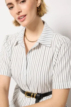 Dresses<EVEREVE Ella Midi Shirt Dress White/Blackstripe