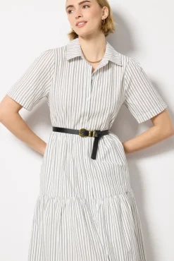 Dresses<EVEREVE Ella Midi Shirt Dress White/Blackstripe
