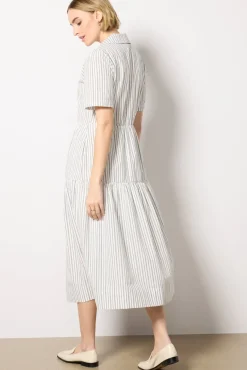 Dresses<EVEREVE Ella Midi Shirt Dress White/Blackstripe