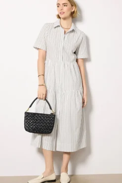 Dresses<EVEREVE Ella Midi Shirt Dress White/Blackstripe