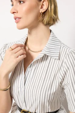 Dresses<EVEREVE Ella Midi Shirt Dress White/Blackstripe
