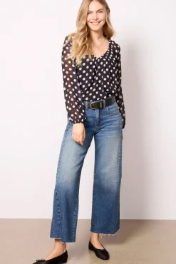 Tops & Tees<EVEREVE Eloise Polka Dot Chiffon Blouse Black/White