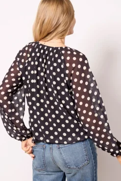 Tops & Tees<EVEREVE Eloise Polka Dot Chiffon Blouse Black/White