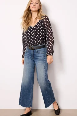 Tops & Tees<EVEREVE Eloise Polka Dot Chiffon Blouse Black/White