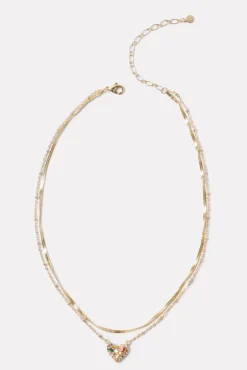Jewelry<EVEREVE Elsa Pave Heart Necklace Multi