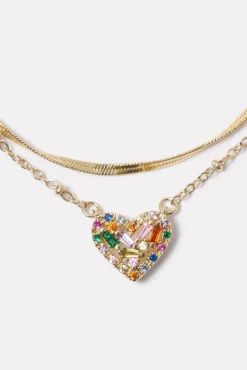 Jewelry<EVEREVE Elsa Pave Heart Necklace Multi