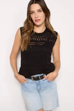 Sweaters<EVEREVE Ember Crochet Tank Black