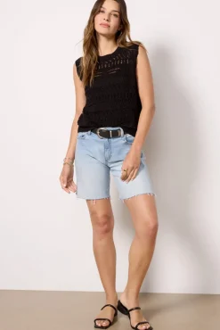 Sweaters<EVEREVE Ember Crochet Tank Black