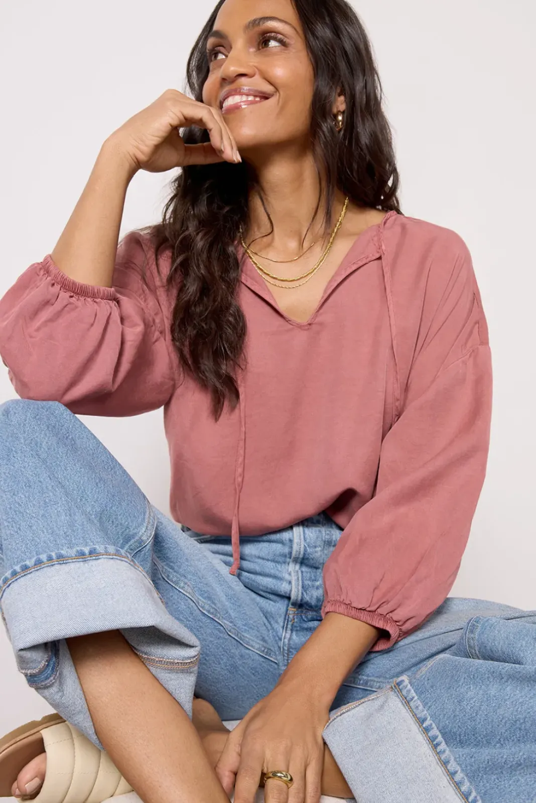 Tops & Tees<CLOTH AND STONE Ember V Neck Blouse Copperember