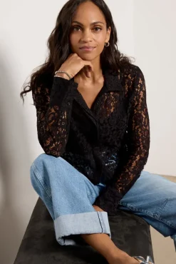 Tops & Tees<EVEREVE Emmie Lace Shirt Black